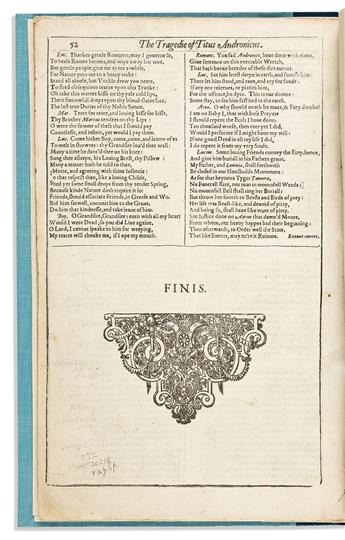 Shakespeare, William (1564-1616) The Lamentable Tragedy of Titus Andronicus, Extracted from the First Folio.